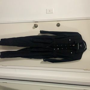 Black Boiler Button Through denim jumpsuit